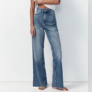 Zara High Rise Straight Leg Jeans